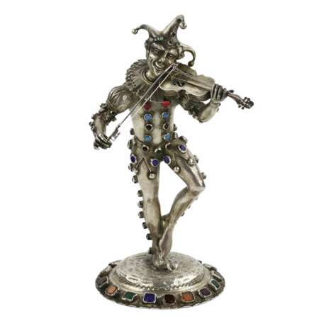 Silver figure of a playing Harlequin. Germany. 19th century. Silver Glass 25 - photo 1