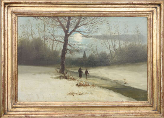 UNBEKANNTER KÜNSTLER, "Mondnacht", Öl auf Leinwand, gerahmt, 19./20. Jahrhundert - Foto 1