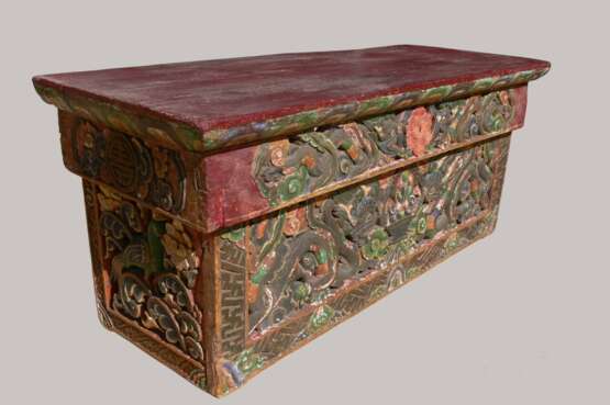 Antique Travelling Tibetan Prayer Table bois wooden carved Tibet Mid 18th/19th century - Foto 3