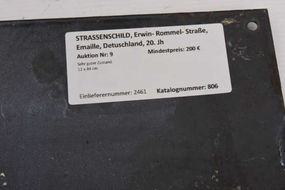 STRASSENSCHILD, Erwin- Rommel- Straße, Emaille, Detuschland, 20. Jahrhundert - фото 3