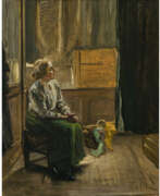 Фриц фон Уде. Fritz von Uhde. Interior with seated young woman