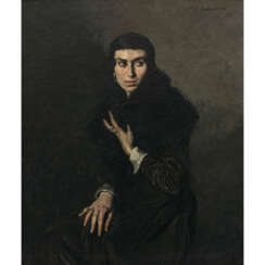 Thomas Baumgartner. Lady in black fur. 1918
