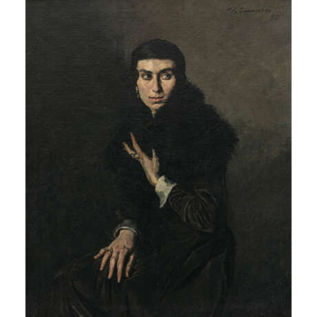 Thomas Baumgartner. Lady in black fur. 1918 - фото 1