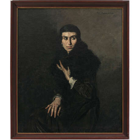 Thomas Baumgartner. Lady in black fur. 1918 - фото 2