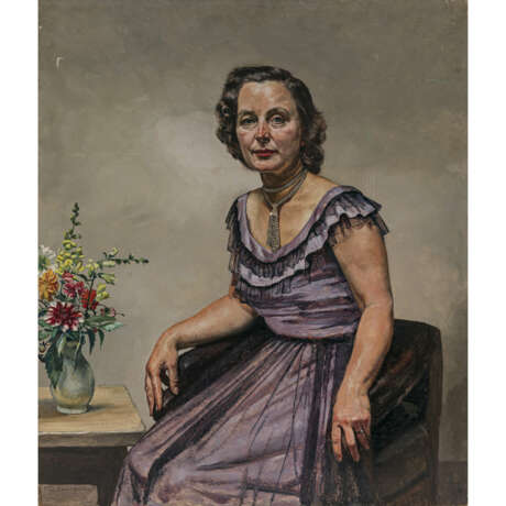 Thomas Baumgartner. Sitzende Dame in lila Kleid - Foto 1