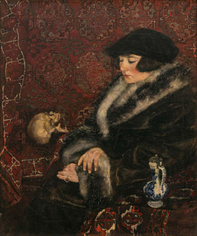 Paul Mathias Padua. Lady in fur with skulll. 1924 - фото 1