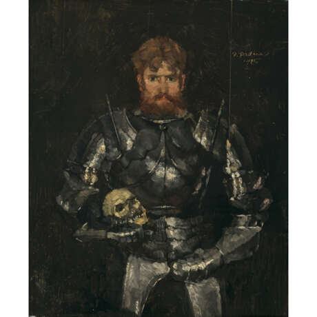 Paul Mathias Padua. Self-portrait in armour with a skull. 1925 - фото 1