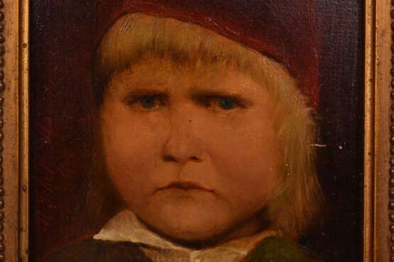 UNBEKANNTER KÜNSTLER, Jungenportrait, Öl auf Platte, 19. Jahrhundert - Foto 2