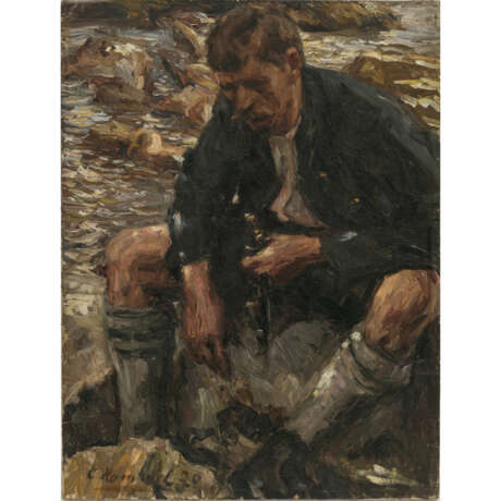 Conrad Hommel. Seated peasant with pipe. 1920 - фото 1