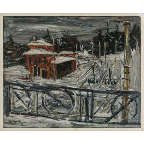 Anton Lamprecht. Train station in winter. 1929 - фото 2