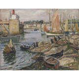 Unbekannt. Harbor scene with nuns and sailing boats. 1928 - photo 1