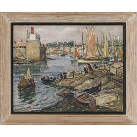 Unbekannt. Harbor scene with nuns and sailing boats. 1928 - photo 2