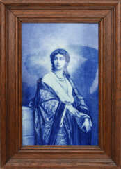VILLEROY&BOCH METTLACH, Porzellan Bildplatte "Frauenporträt", kobaltblau bemalt, um 1900