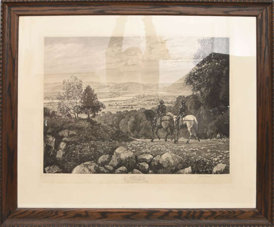 F.A. BÖRNER/HANS THOMA:"Schau ins Land", Lithografie, zweimal handsigniert, hinter Glas gerahmt - photo 1