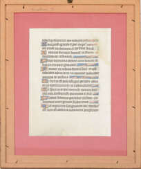 MITTELALTERLICHE HANDSCHRIFT PSALM 8, Pergament, Mineralfarben, hinter Glas gerahmt, 15. Jahrhundert
