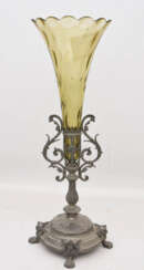 GLASPOKAL IM RENAISSANCESTIL, Glas/Zinn, 19. Jahrhundert