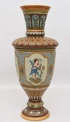METTLACH V&B, VASE "ENGEL", bemalte glasierte Keramik, gemarkt, um 1900