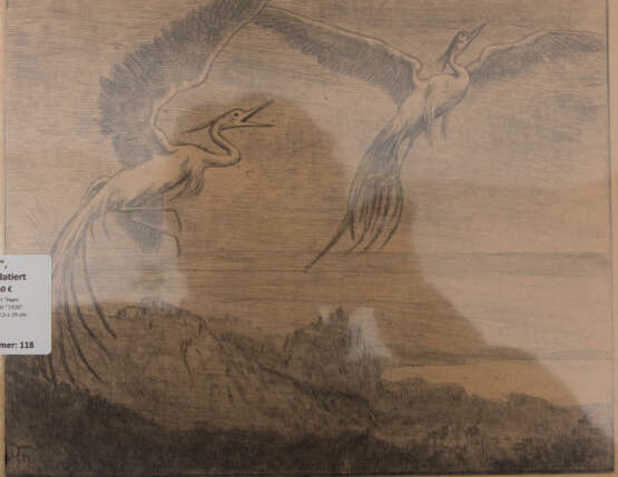 HANS THOMA, "Fliegende Kraniche", Radierung auf Papier, signiert und datiert - фото 2