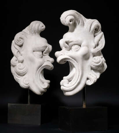 Paar expressive Marmor-Maskarons - Foto 1