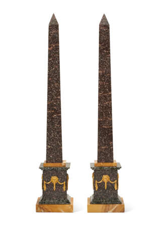 A PAIR OF FRENCH ORMOLU-MOUNTED PORPHYRY AND GRAITE OBELISKS - photo 2