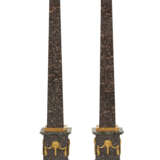 A PAIR OF FRENCH ORMOLU-MOUNTED PORPHYRY AND GRAITE OBELISKS - фото 2