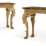 A PAIR OF GEORGE II STYLE GILTWOOD SIDE TABLES WITH MARBLE TOPS - фото 1