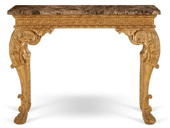 A PAIR OF GEORGE II STYLE GILTWOOD SIDE TABLES WITH MARBLE TOPS - Foto 3