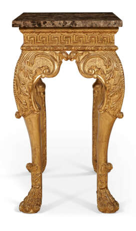 A PAIR OF GEORGE II STYLE GILTWOOD SIDE TABLES WITH MARBLE TOPS - фото 4