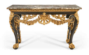 A GEORGE II BRONZED AND PARCEL-GILT PIER TABLE