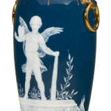 A MINTONS PATE-SUR-PATE PEACOCK BLUE VASE - photo 2