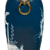 A MINTONS PATE-SUR-PATE PEACOCK BLUE VASE - photo 3