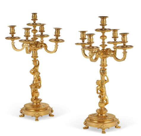 A PAIR OF FRENCH ORMOLU FIVE-LIGHT CANDELABRA - photo 1