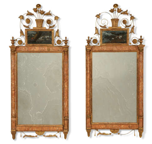 A PAIR OF SPANISH MARBLE-INSET GILTWOOD MIRRORS - фото 1