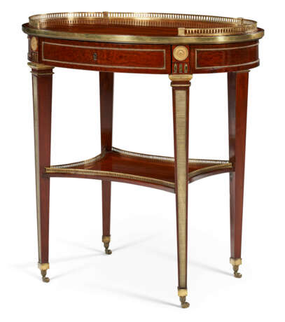 A GERMAN ORMOLU-MOUNTED MAHOGANY AND ACAJOU MOUCHETE (PLUM PUDDING MAHOGANY) MECHANICAL WRITING TABLE - photo 1