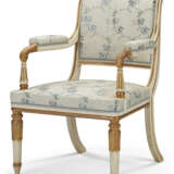 A SET OF FOUR GEORGE III CREAM-PAINTED AND PARCEL-GILT ARMCHAIRS - photo 2