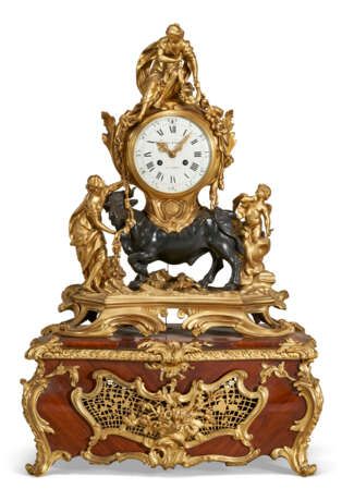 AN ASSEMBLED FRENCH ORMOLU, PATINATED BRONZE AND KINGWOOD MUSICAL CLOCK - photo 1