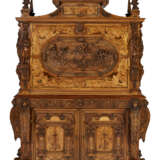 A LARGE RENAISSANCE REVIVAL CARVED OAK, WALNUT AND STAINED FRUITWOOD MARQUETRY SECRETAIRE - photo 1