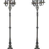 A PAIR OF RENAISSANCE-STYLE SILVERED-METAL EIGHT-LIGHT TORCHERES ON MARBLE BASES - photo 3