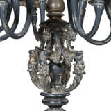 A PAIR OF RENAISSANCE-STYLE SILVERED-METAL EIGHT-LIGHT TORCHERES ON MARBLE BASES - photo 4