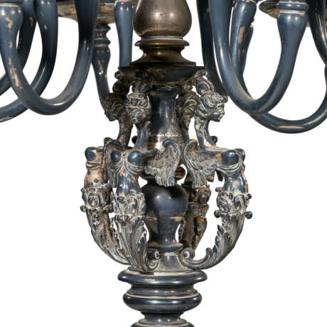 A PAIR OF RENAISSANCE-STYLE SILVERED-METAL EIGHT-LIGHT TORCHERES ON MARBLE BASES - photo 4