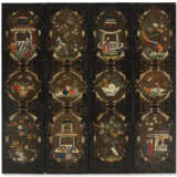 AN ANGLO-DUTCH FOUR-FOLD PAINTED LEATHER SCREEN - photo 1