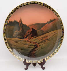 VILLEROY & BOCH METTLACH, WANDTELLER "SCHWARZWALD", bemalte glasierte Keramik, gemarkt, um 1910