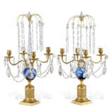 A PAIR OF NORTH EUROPEAN ORMOLU, CUT AND BLUE GLASS FOUR-LIGHT CANDELABRA - photo 3