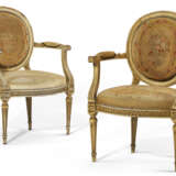 A PAIR OF LOUIS XVI CREAM PAINTED FAUTEUILS - photo 1