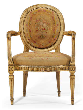 A PAIR OF LOUIS XVI CREAM PAINTED FAUTEUILS - photo 2