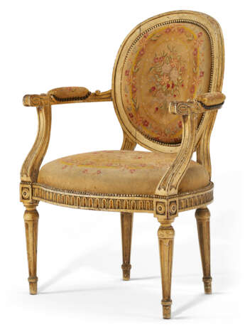 A PAIR OF LOUIS XVI CREAM PAINTED FAUTEUILS - photo 3