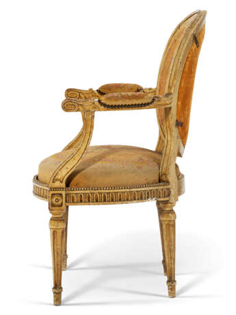 A PAIR OF LOUIS XVI CREAM PAINTED FAUTEUILS - photo 4