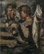 Peintures. Paul Mathias Padua. Zwei Jungs mit FischPaul Mathias Padua. Two boys with fish