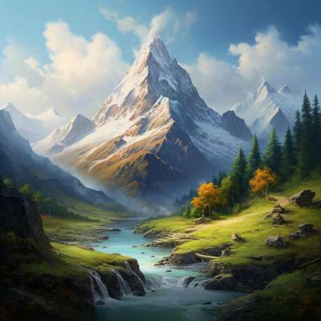 Картина маслом Горная Природа Евгения Дувакина Canvas on the subframe Oil paint Realism Mountain landscape 2023 - photo 1