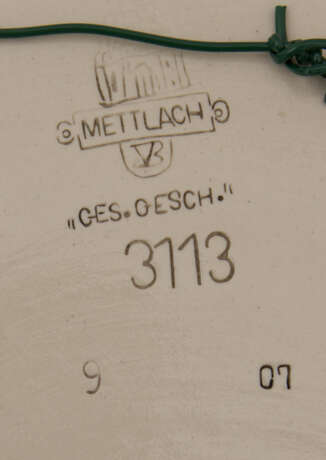 METTLACH V&B, PHANOLITH-TELLER "WETTSTREIT PAN UND APOLL", Pâte-sur-pâte, bemalt, gemarkt, monogrammiert - фото 4